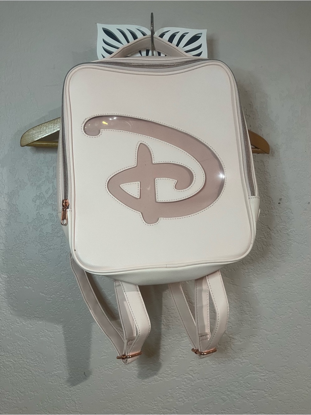Disney Loungefly Pale Pink Logo Pin Display Backpack